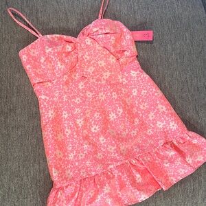 Lilly Pulitzer Sutton Skirted Romper in the Roxie Pink Baby Jacquard color Sz 8